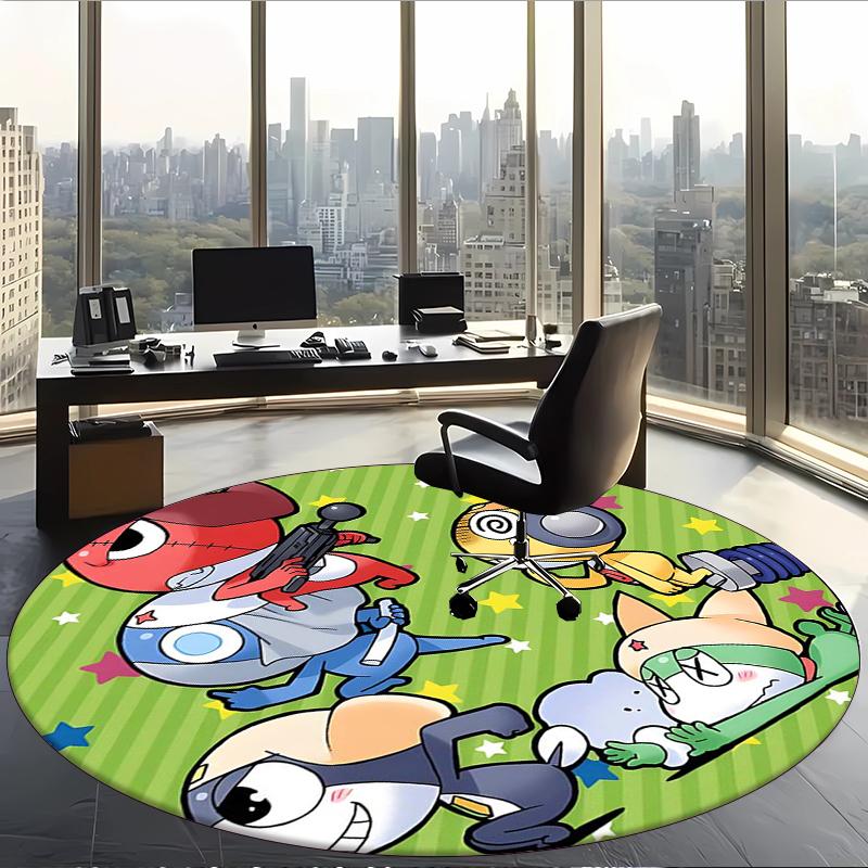 Keroro (1) Round Office Rug Decorative Floor Rug for Office Bedroom Living Room and Home Space