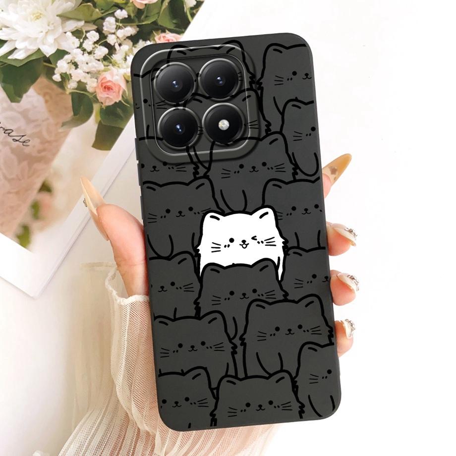 Phone Case For Xiaomi 15T Pro New Fashion Black Cat Cartoon Dragon Animals Pattern Bumper For Xiaomi Mi 15T Liquid Silicone Capa