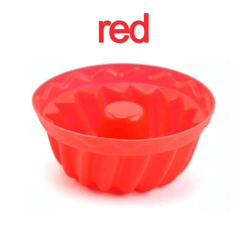 20PCS Silicone Muffin Moulds Non Stick Round Fluted Cake Mold Reusable Baking Moulds Cupcake Cases for Doughnuts Easy To Clean 5PCS красный