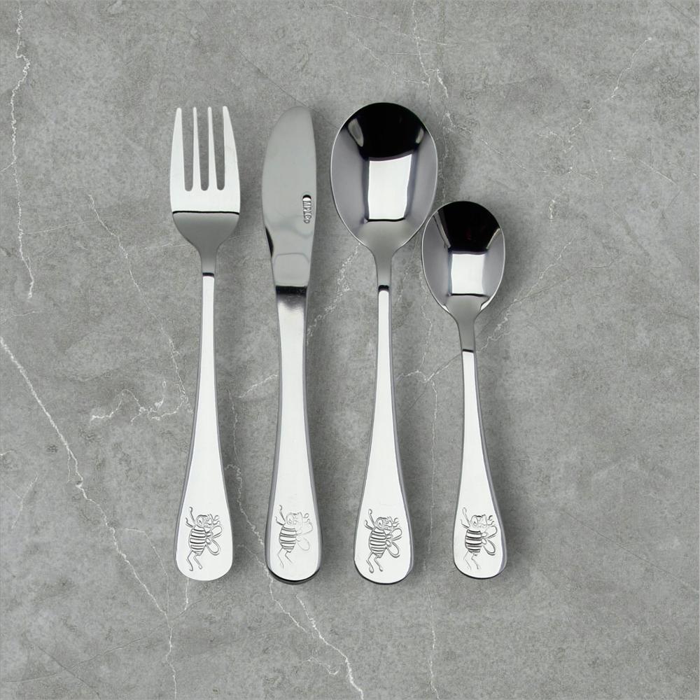 CHILDREN'S CUTLERY SET STEEL SPOON FORK KNIFE SPOON 4 pcs.