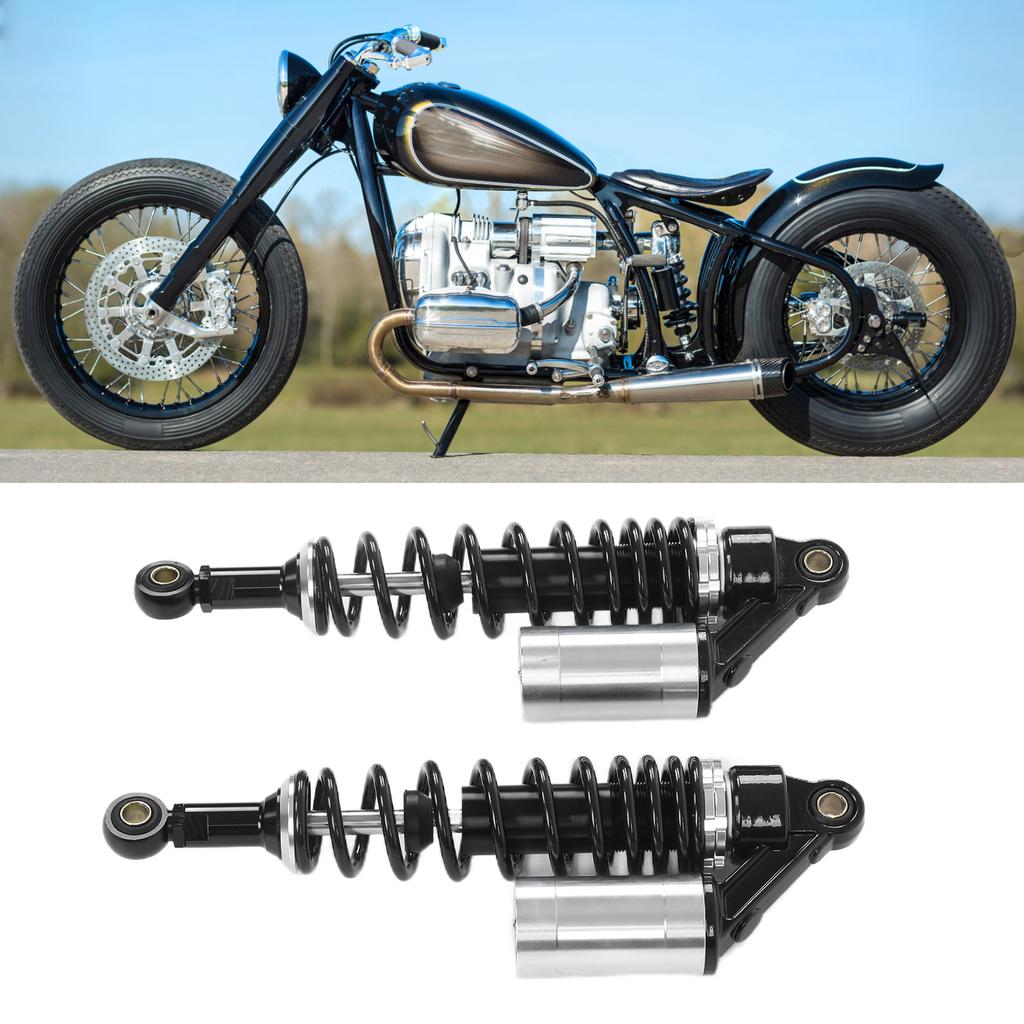 Pair 340mm Motorcycle Shock Absorber Rear Suspension Spring Universal for ATV SUVBlack Silver