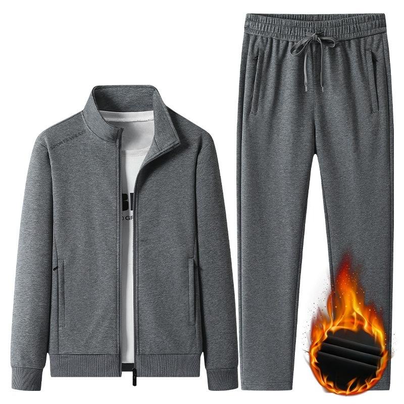 Men's Cotton Tracksuits 2 Piece Set Men Sets Outwear Jacket+Sweatpant Autumn Winter Homme Suit Men Running Fitness Suit