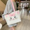 Mary Cat Cartoon Tote Bag With Bow For Daily Use And Storage
