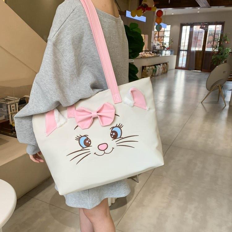 Mary Cat Cartoon Tote Bag With Bow For Daily Use And Storage