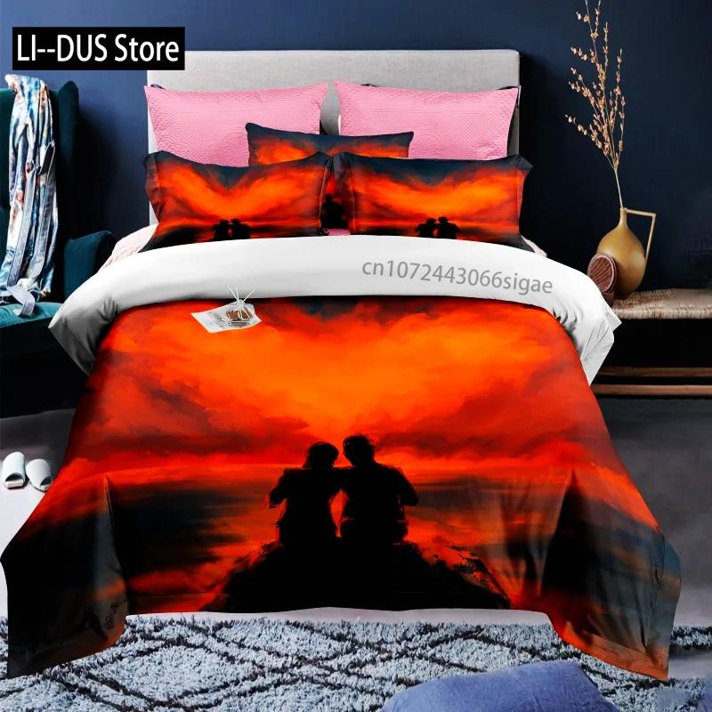 Custom Name Love Heart Valentine's Day 3D Duvet Cover Bedding Set Comforter Linen Pillowcases Wedding Decor Twin King Queen