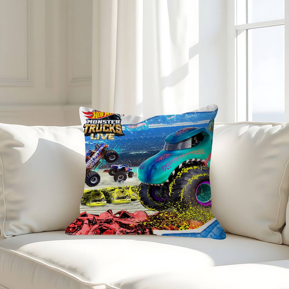 

M-Monster Jam Pillow Case Removable Washable Cushion Cover – All-Season Soft Linen 16x16Inch
