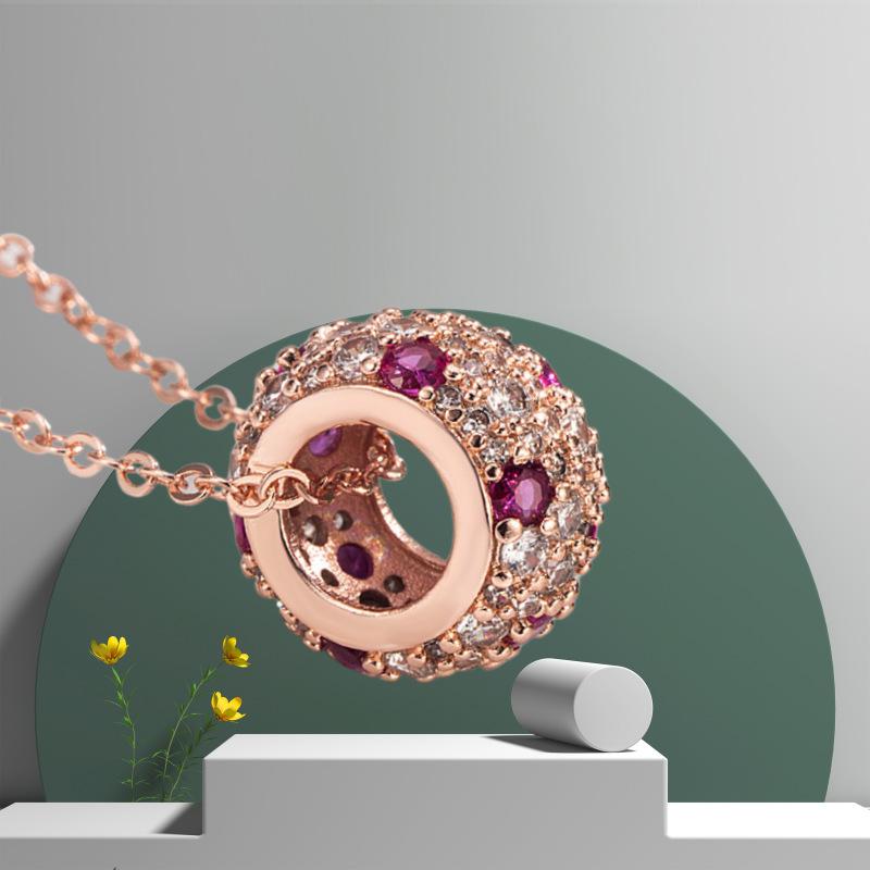 Pink Zircon Diamond Lulu Pendant Necklace - Vintage Style Women's Light Luxury Jewelry