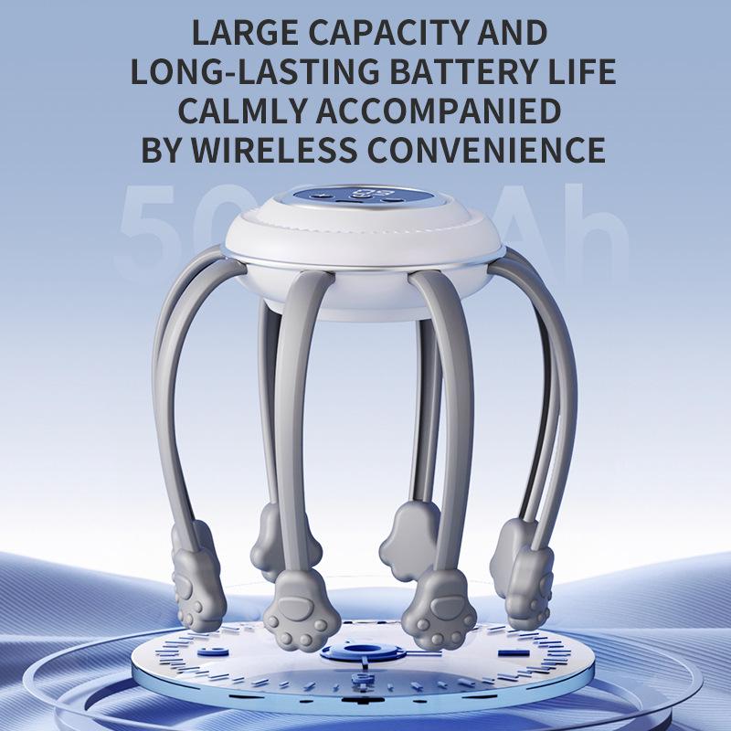Cross-Border Automatic Octopus Head Massager: Full Head Kneading Vibration Massage Device