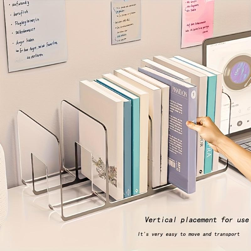 1Pc Heavy Duty Book Shelf -Space-Saving Desktop Organizer, Anti-Tip Design, No Assembly Required, Transparent Book Rack for Home