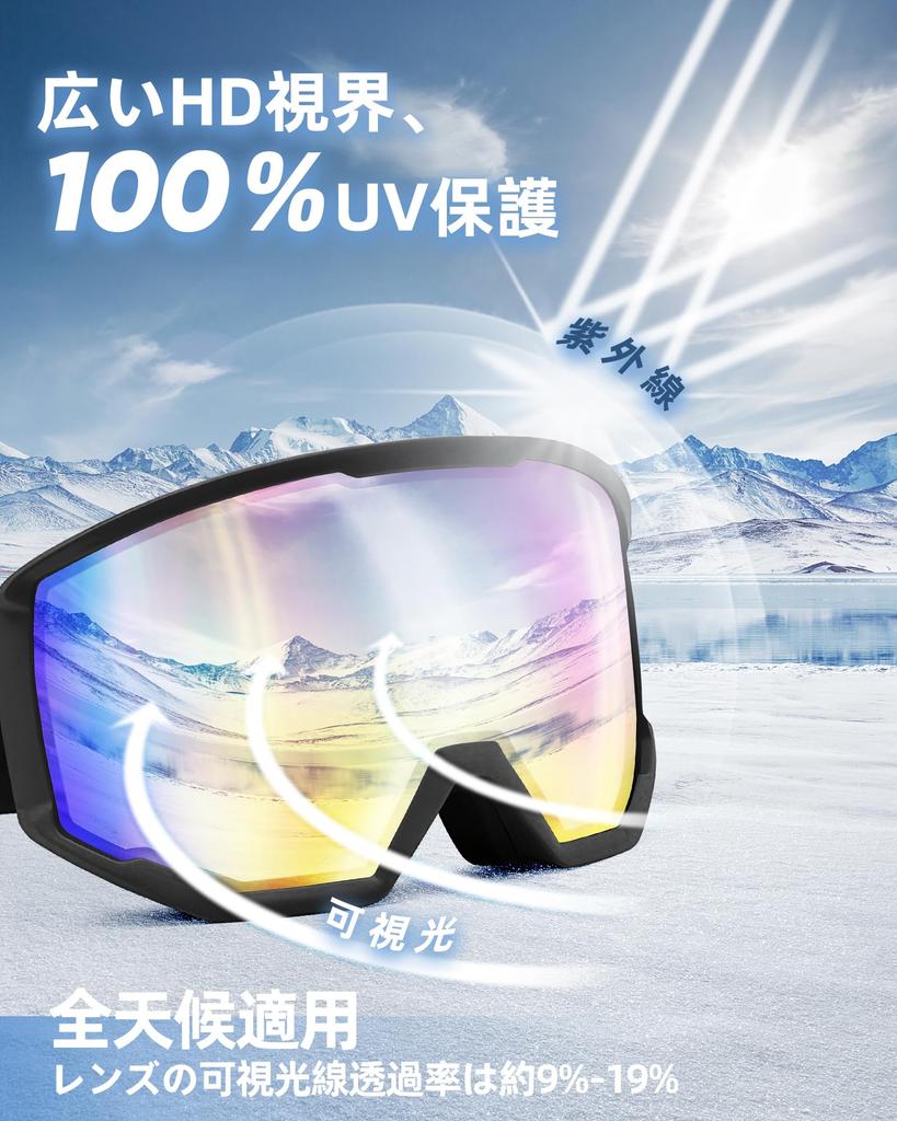 COPPOR Ski Glasses Snow Snowboard Wide Field of Spherical UV Impact Double Helmet Goggles, Compatible, Goggles, Goggles, 180° View, Lenses, 100%