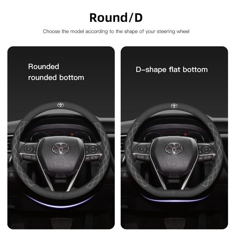 For Toyota 2026 Hot Hub Caps 38cm Suede Car Steering Wheel Cover For Toyota Hilux Aygo Corolla Yaris Rav4 Camry CHR  15 Inch Non