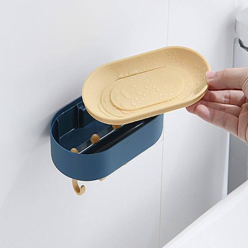 Punching-free Bathroom Soap Box Drain Hanging Soap Box Soap Storage Rack Bathroom Multifunctional Rack With Hook