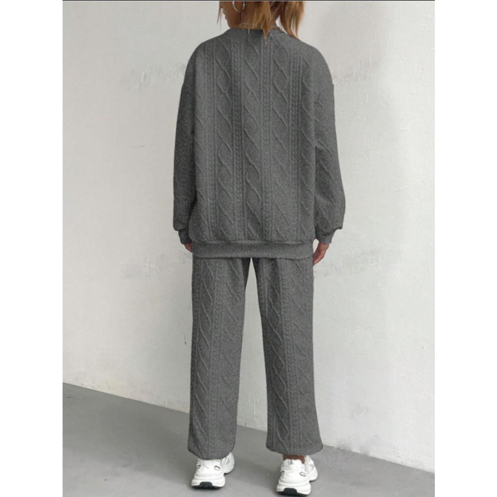Women's clothing, thread, jacquard, long pants, casual, two-piece set, suit, women's