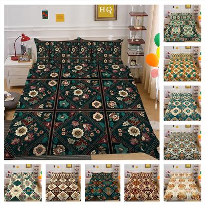 3D Paisley Flower Bedding Set Indian Style Duvet Cover 2/3 Pieces UK/US/AU/EU/DE Full Size Washable Soft Quick Drying Home Decoration