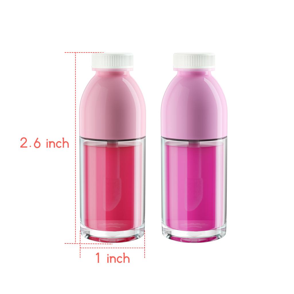 5pcs 8ml Bottle Shaped Empty Lip Gloss Tube Bottle Container Clear Plastic Refillable Lip Balm Bottles With Rubber Inserts