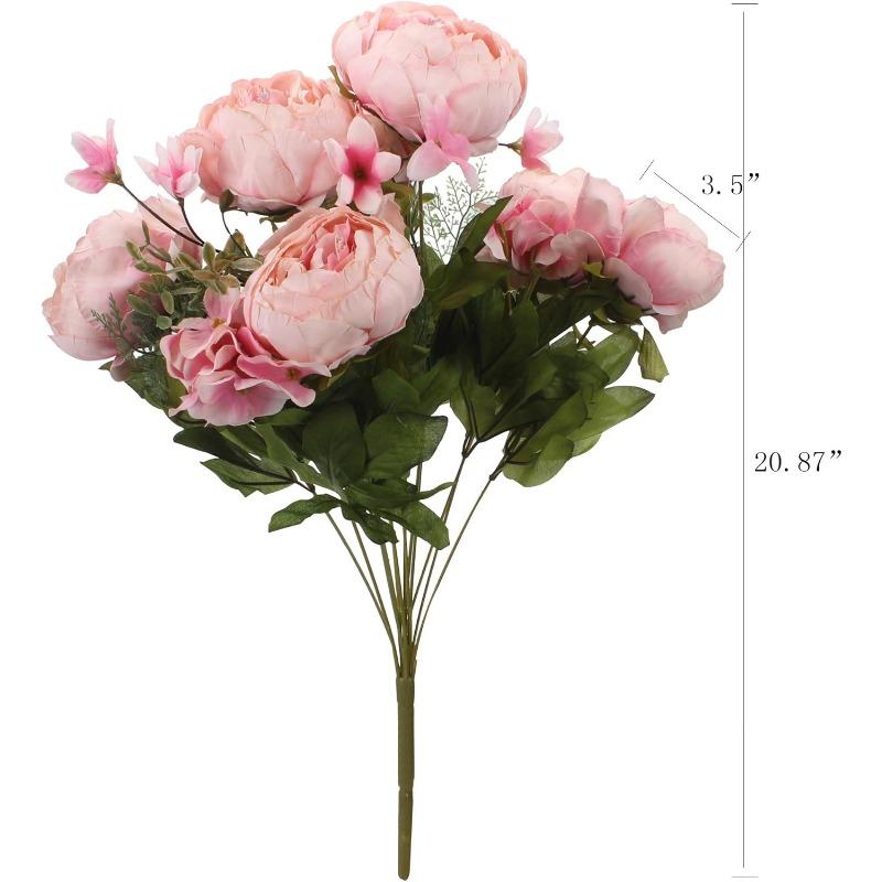 Faux Peony Bouquet 13 Heads Flowers Bud Vintage Artificial Peony 47cm Silk Flowers for Wedding Home Decoration,1pc