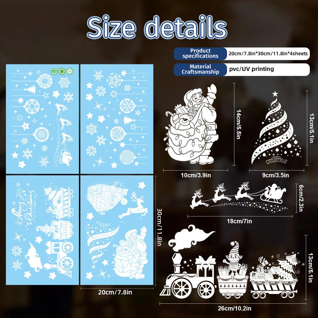 Window Pvc Christmas Sticker With Cartoon Santa Balls Santa Claus Decor For