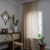 Cloth Papa Blackout Linen Bamboo Door Curtains - Soundproof, Solid Color for Bedroom & Living Room