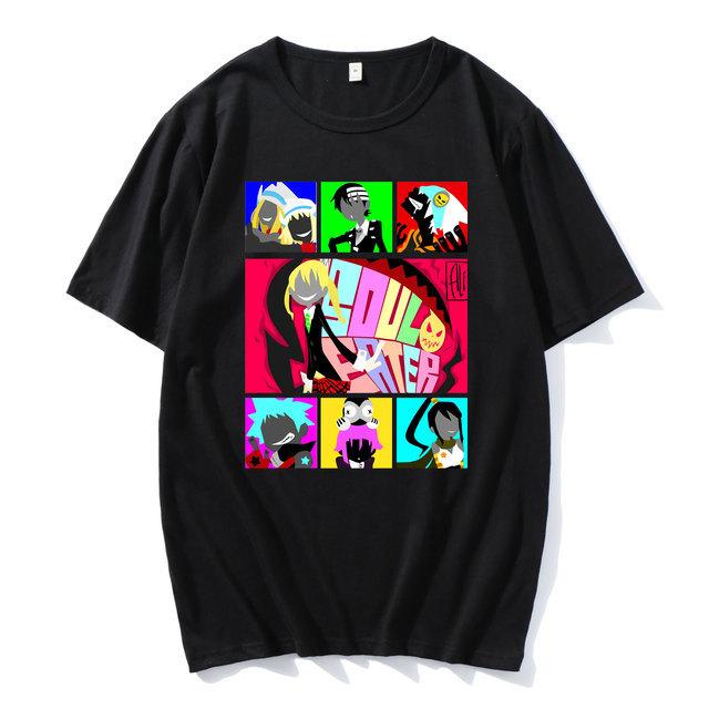 Cross-border new pure cotton two-dimensional animation soul eater printed men's clothing loose casual Japanese T-shirt men's short sleeves ins