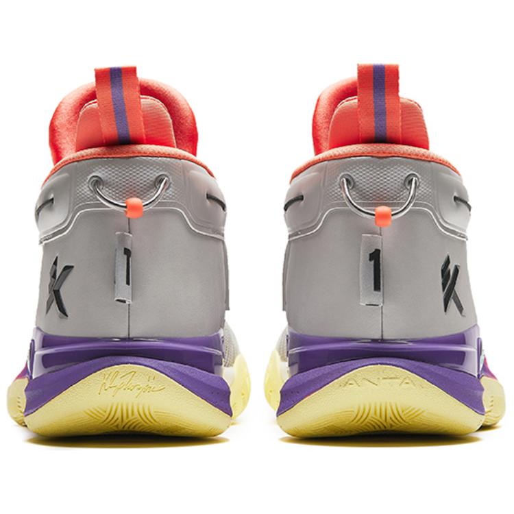 ANTA Men KT9 Professional Basketball Shoes Grey Orange Purple 112421101-4