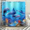 2D Flat, JIT1P Dolphin Pattern 2D Flat Shower Curtain, High-end Elegant Bathroom Curtain Shower Curtain, Shower Curtain Home Dec