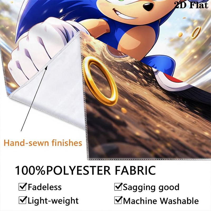Sonic Collage Photo Wall Tapestry Multi Scene Character Grid Print Inspirational Quote Hanging Cloth Game Room Wall Decor