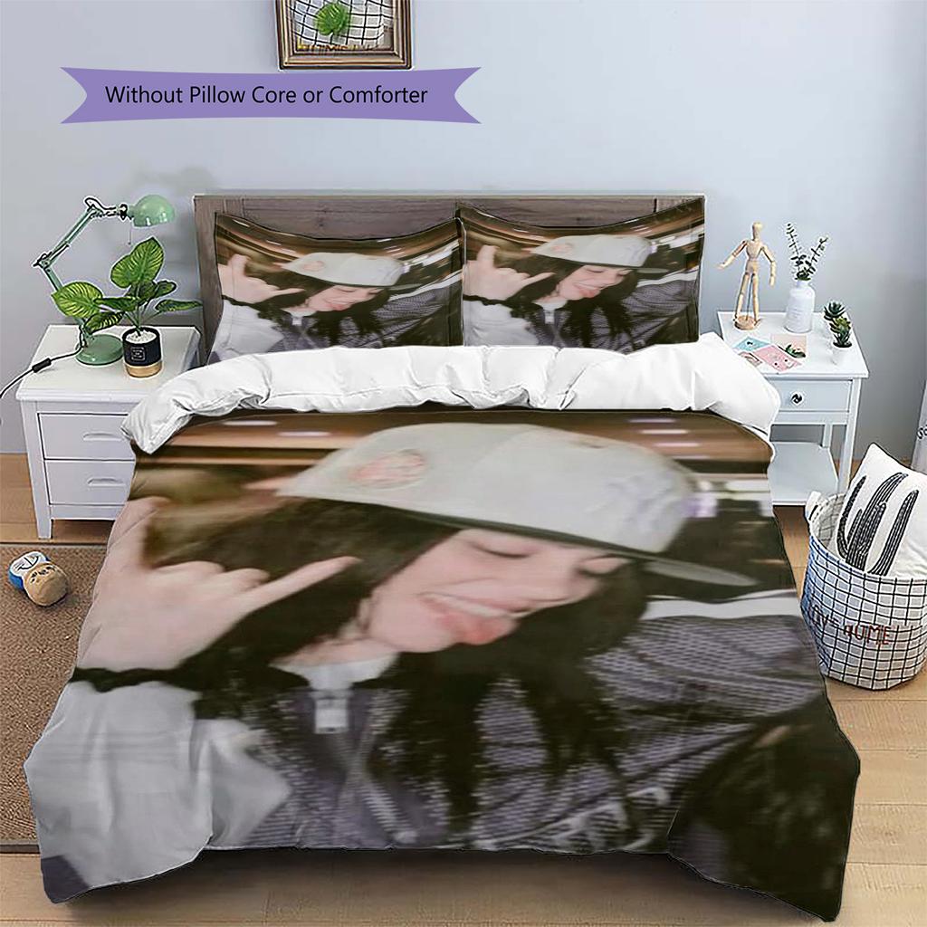 Billie Eilish Pattern Bedding,Quilt Set Quilt Cover Pillowcase Home Birthday Gift (1 * Duvet Cover + 2 * Pillowcase, Without Core)
