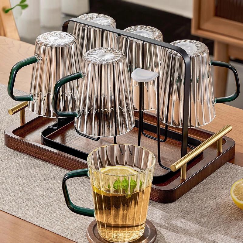 Deer Color 2L Striped Glass Pitcher and 4 Mugs Set