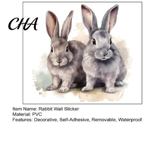Self Adhesive Wall Mural for Children Bedroom Cartoon Rabbit Sticker Kids Room, Waterproof PVC Bunny Decal, Watercolor Nursery Decor Peel And