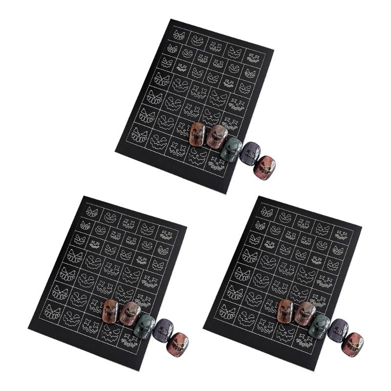 Nail Art Stickers Halloween Party Nail Designs With Spooky Skeleton Patterns Quick Apply Reusable Nail Decorations For Costume Event