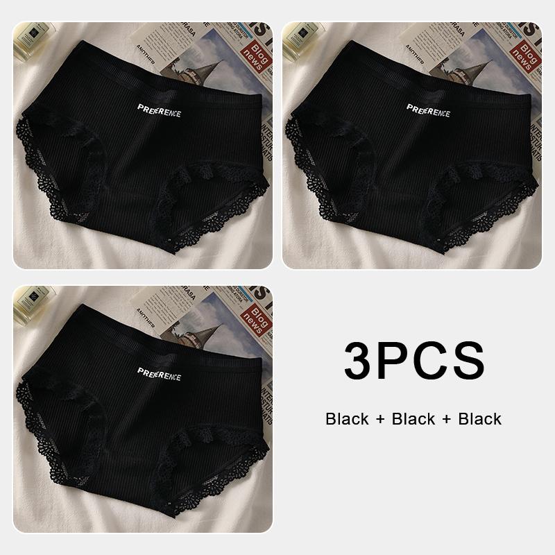 

3 шт./компл. Женские хлопковые бразильские трусики M-XL средней посадки однотонные нижнее белье женские удобные трусы трусики для девочек интимные XL (65-75kg)&3pcs
