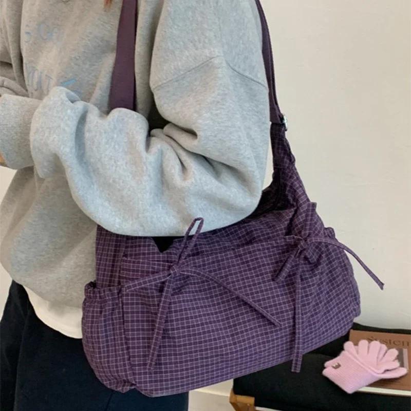 Koreański Styl Vintage Kratka Jednoramienna Torba Duża Pojemność Wszechstronna do Szkoły Pracy Dojazdów Unisex Nylonowa Torba na Ramię