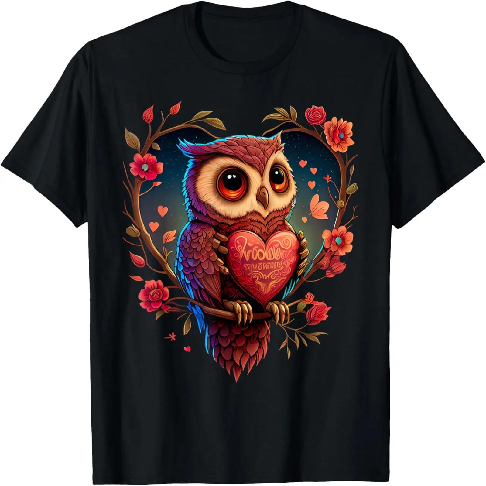 

Cute Owl Lover Valentines Day Cute Owl Art Animal Graphic T-Shirt XXXXXL чёрный