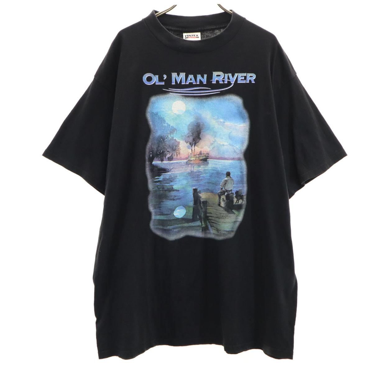 

TULTEX 90s Canadian Old Musical OL MAN RIVER Short sleeve T-shirt Men s Used