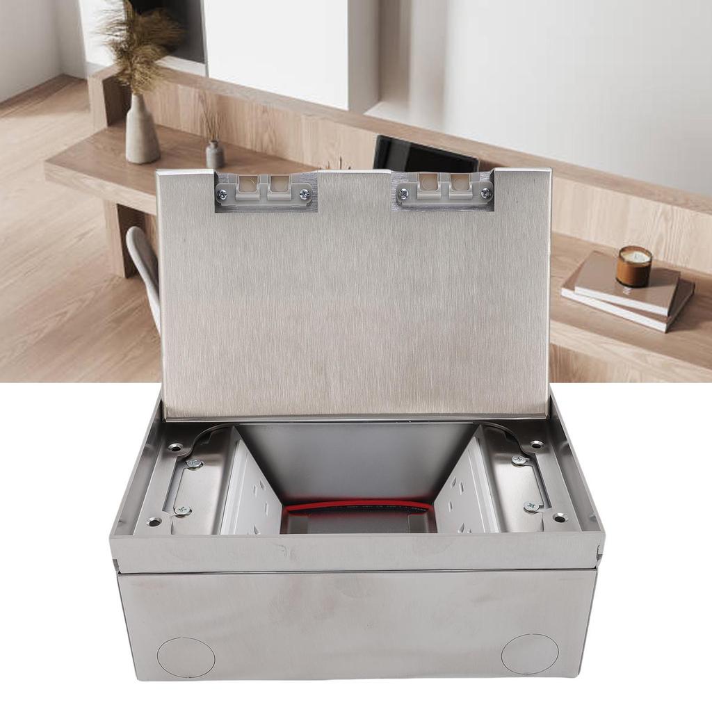 Flat Concealed Floor Electrical Outlet Kit Recessed Outlet Box with 4x3 Prong Receptacle for Floor Kitchen Countertops Decks Tables