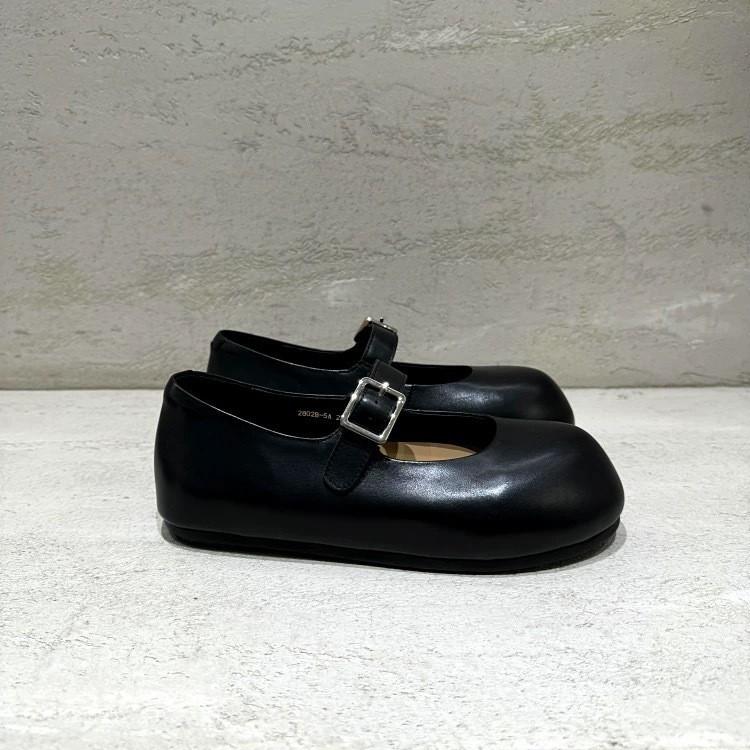 Sheepskin Version~ Spring and Autumn New Leather Inner Height Increase One-word Buckle with Shallow Mouth Mary Jane Single Shoes Women's Flat Loafers