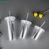Double-Wall Acrylic Tumbler with Straw and Lid - Reusable Clear Plastic Cups for Iced Coffee, Smoothies and Water