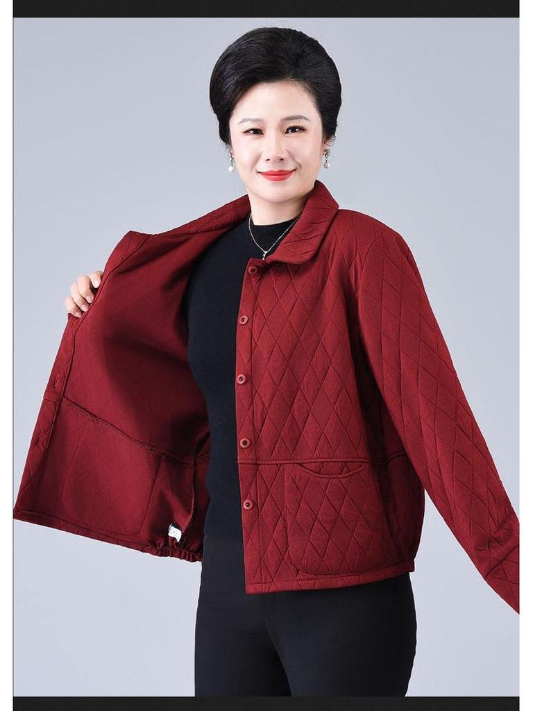 Plus Size Windbreaker for Middle-Aged and Elderly Women - Spring/Autumn Lapel Jacket