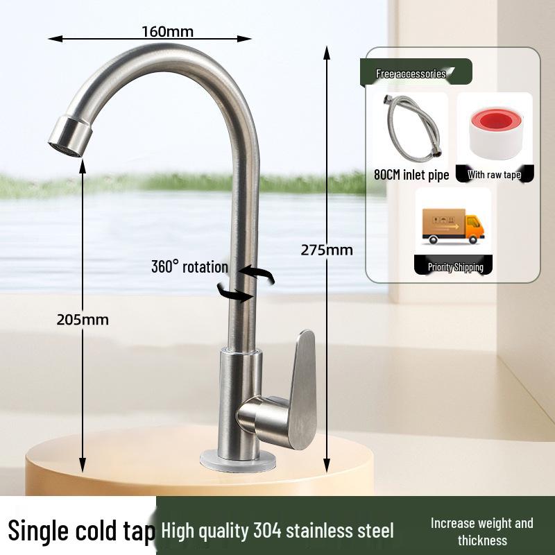 Stainless Steel Anti-Splash Hot & Cold Kitchen Faucet for Vegetable Sink & Washbasin