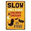 Metal Sign Farmhouse Decor Vintage Wall Art Rustic Chicken Play Garden Yard Kitchen Country Tin