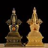 Bronze Tibetan Stupa Tantric Engraved Pearl Inlaid Gem Shiri Buddhist Statue Alloy Handicraft Altars Indoor Desktop Decorative