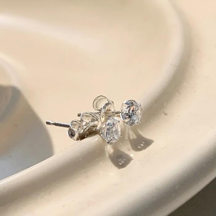 Silver 925 Crystal Silver Cubic Earrings 4mm