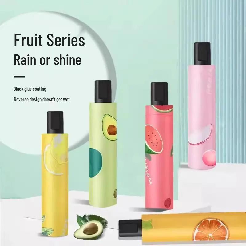 Automatischer UV-Schutzschirm mit Fruchtmuster: Kreatives Dreifach-Design für Sonne und Regen