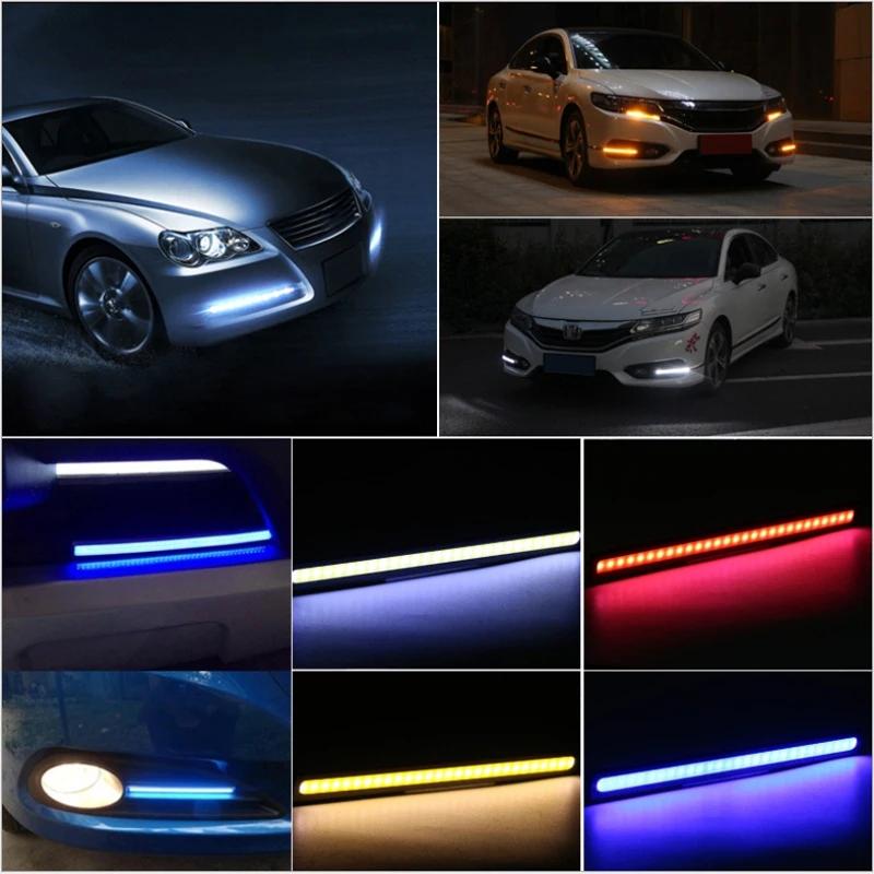 2X 16mm 17mm Led Strip Fog Light Drl White Cob Outdoor Waterproof 12v Red Car Daytime Running Auto Headl Narrow Ultra Thin