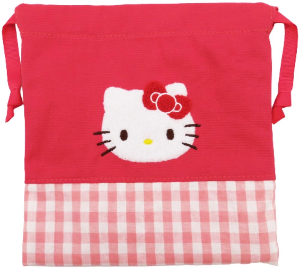 Nakajima Corporation Gingham Sagara Drawstring Bag Hello Kitty 189080-23