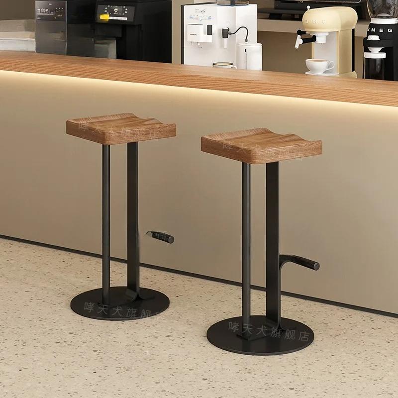 Bar chair Home high stool Bar chair Wrought iron front desk checkout page stool Designer solid wood chair
