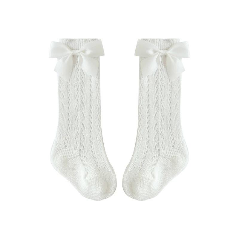 Class A Thin Mesh Summer Children's Mid-Calf Socks with Bow for Girls