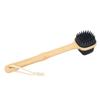 Bath Brush Double Sided Silicone Bristle Shower Brush Bamboo Wood Long Handle Back Scrubber Brush wi