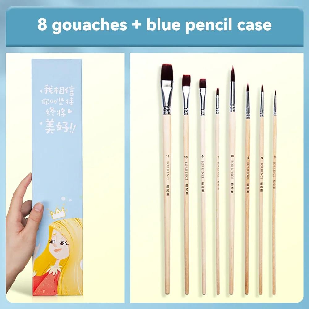 8pcs Watercolor Brush Pointed Round Flat Head Soft Hair Beginner's Art Student Hand Drawn Watercolor Nylon Painting Material