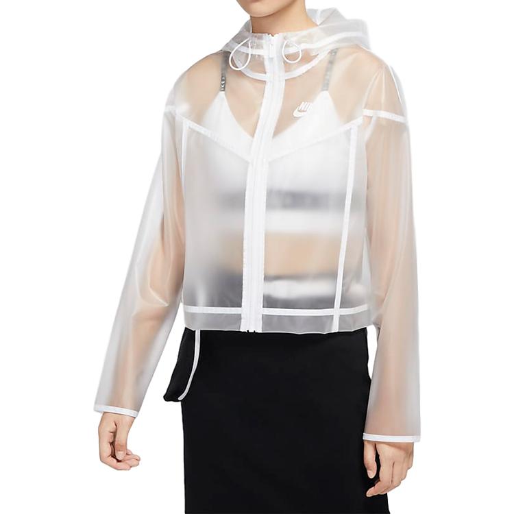 Nike Sportswear Windrunner Semi-Transparent Solid Long Sleeve Hooded Zip Jacket Unisex Outerwear White CU6579-975